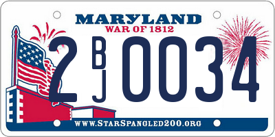 MD license plate 2BJ0034