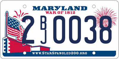 MD license plate 2BJ0038