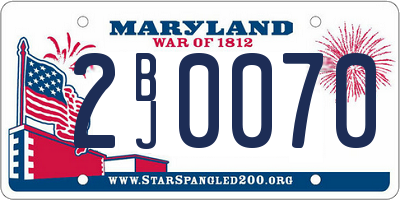 MD license plate 2BJ0070