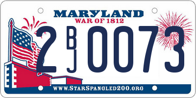 MD license plate 2BJ0073
