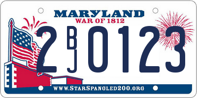 MD license plate 2BJ0123