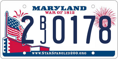 MD license plate 2BJ0178