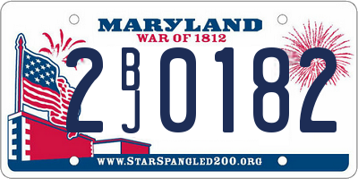 MD license plate 2BJ0182