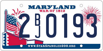 MD license plate 2BJ0193