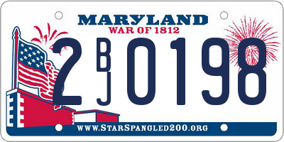 MD license plate 2BJ0198