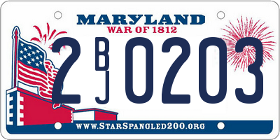 MD license plate 2BJ0203