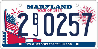 MD license plate 2BJ0257
