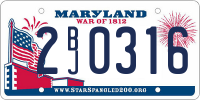 MD license plate 2BJ0316