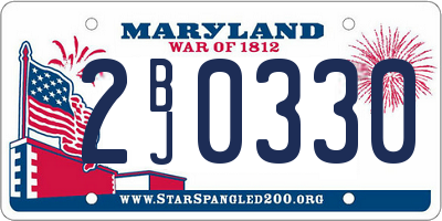 MD license plate 2BJ0330