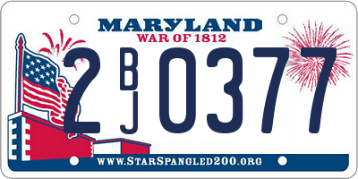 MD license plate 2BJ0377