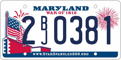 MD license plate 2BJ0381