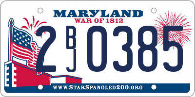 MD license plate 2BJ0385