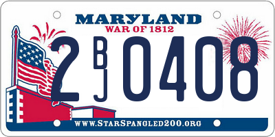 MD license plate 2BJ0408