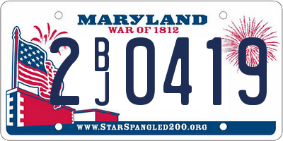 MD license plate 2BJ0419