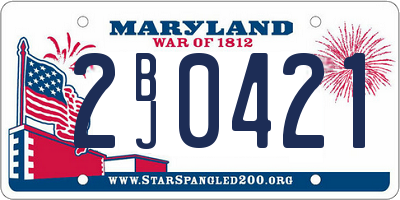 MD license plate 2BJ0421