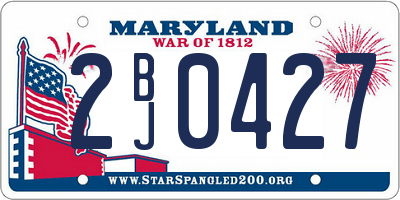 MD license plate 2BJ0427