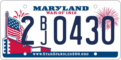 MD license plate 2BJ0430