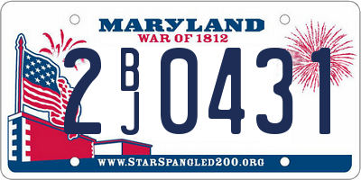 MD license plate 2BJ0431