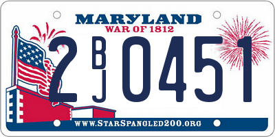 MD license plate 2BJ0451