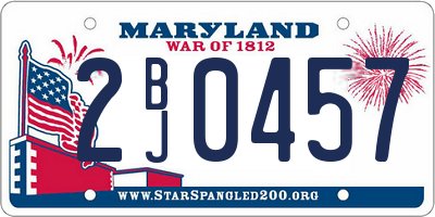 MD license plate 2BJ0457