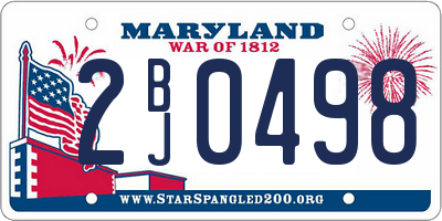 MD license plate 2BJ0498