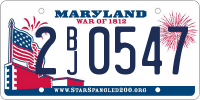 MD license plate 2BJ0547