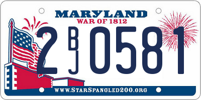 MD license plate 2BJ0581