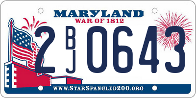 MD license plate 2BJ0643