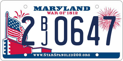 MD license plate 2BJ0647