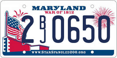 MD license plate 2BJ0650