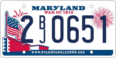 MD license plate 2BJ0651