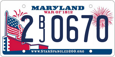 MD license plate 2BJ0670
