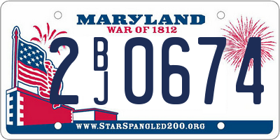MD license plate 2BJ0674