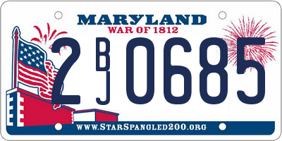 MD license plate 2BJ0685