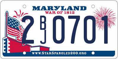 MD license plate 2BJ0701