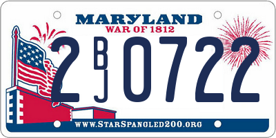 MD license plate 2BJ0722