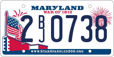 MD license plate 2BJ0738