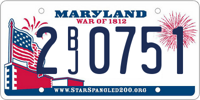 MD license plate 2BJ0751