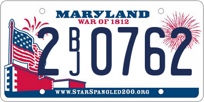 MD license plate 2BJ0762