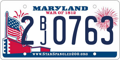 MD license plate 2BJ0763