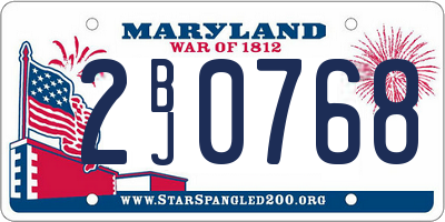 MD license plate 2BJ0768