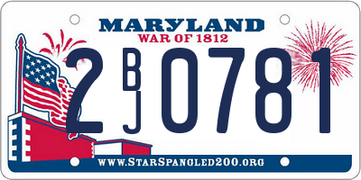 MD license plate 2BJ0781
