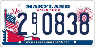 MD license plate 2BJ0838