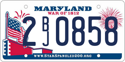 MD license plate 2BJ0858