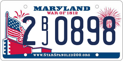 MD license plate 2BJ0898