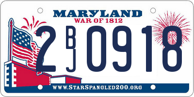 MD license plate 2BJ0918