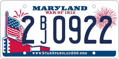 MD license plate 2BJ0922