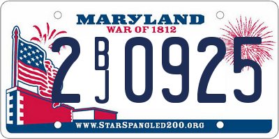 MD license plate 2BJ0925