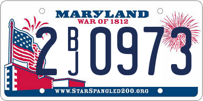 MD license plate 2BJ0973