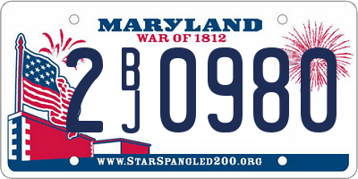 MD license plate 2BJ0980